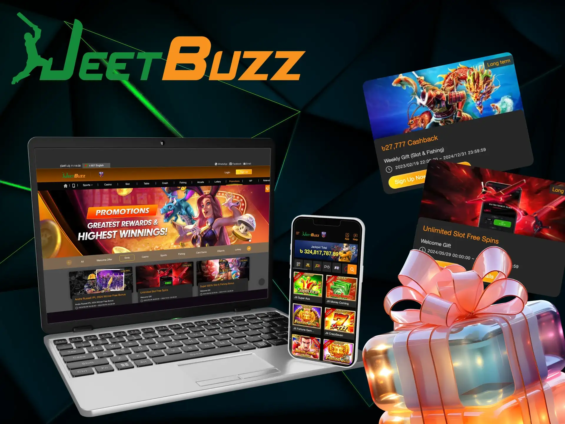 What bonuses can I get when playing slot games at JeetBuzz online casino.